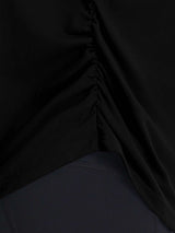 Baleaf black UPF 50+ shirt detail: ultra-soft fabric and adjustable side cinch. #color_Black