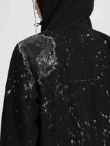 Waterproof black 1/4 zip windbreaker jacket with reflective dots #color_Black