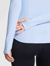 Light blue Baleaf compression long-sleeve top with thumbholes and reflective dots #color_Light Blue