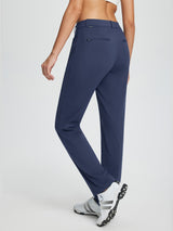 Women's navy fleece-lined straight-leg golf pants #color_Navy Blue