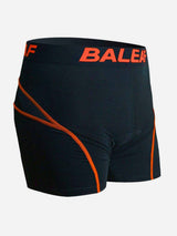 BALEAF men's black 3D padded bike underwear shorts with orange accents. #color_Orange