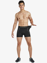 Men's black BALEAF 3D padded cycling underwear with elastic waistband & grey trim #color_Grey