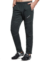 Men's charcoal BALEAF thermal softshell cycling pants with zippered pockets #color_Dark Gray