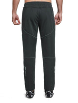 Men's thermal softshell cycling pants, back view, with reflective ankle details. #color_Dark Gray