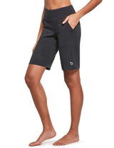 Heather Gray Laureate High Rise Bermuda Shorts with pockets. #color_Heather Gray