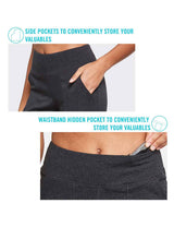 Laureate High Rise Bermuda Shorts featuring side and hidden waistband pockets in Heather Gray. #color_Heather Gray