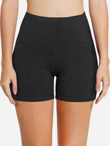 Heathered dark grey women's high-waisted 5" compression biker shorts with tummy control #color_Dark Gray