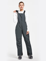 Outdoor ski bib pants in dark grey with adjustable straps and full front zipper. #color_Dark Gray