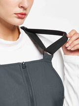 Dark grey outdoor ski bib pants with adjustable straps and waterproof zipper detail. #color_Dark Gray