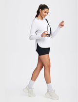 Baleaf Women's Rounded Hem Hooded Long Sleeve Lucent White Full