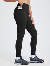 Black high-waisted thermal leggings with convenient side phone pocket #color_Black