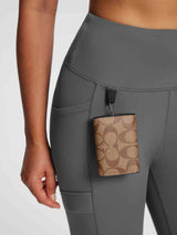 25" Knit Fleece Pocket Leggings in charcoal grey, featuring a side loop with attached monogram wallet. #color_Lavender Gray
