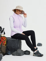 Women's cotton quilted lavender drawstring golf vest #color_Light Purple