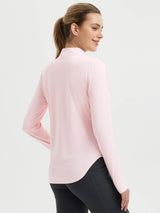 Adventure-Ready Active Set: Pink UPF 50+ long sleeve tee and grey leggings. #color_Pink Dogwood
