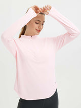 Adventure-Ready Active Set: Women's pink UPF 50+ quarter-zip athletic top. #color_Pink Dogwood