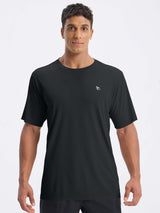 Men's black short sleeve crew neck outdoor t-shirt with UPF 50+ UV protection and quick-dry fabric. #color_Black