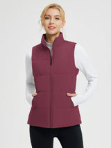 Maroon quilted Dupont insulated vest for women, ideal for outdoor activities, fleece lining. #color_Wine Red