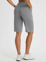 Grey Secret Breeze 12" high-rise shorts with pockets for everyday outdoor wear. #color_Gray