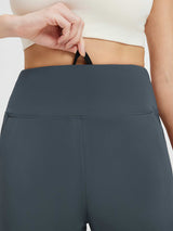 Dark grey fleece-lined running joggers with high waist and adjustable drawstring. #color_Charcoal Gray