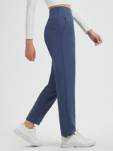 Women's blue heavyweight thermal fleece tapered running pants #color_Navy Blue