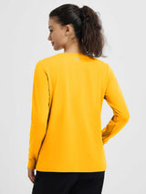 Running crewneck long-sleeve top in yellow, back view, lightweight fabric #color_Yellow