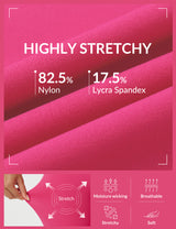 High-waisted capris fabric: stretchy 82.5% nylon, 17.5% Lycra Spandex, moisture-wicking, soft.