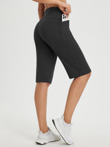 Secret Breeze 14" High-Rise Bermuda Shorts with phone pocket. #color_Black