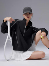Relaxed Fit Half-Zip Mock Neck Sweatshirt
