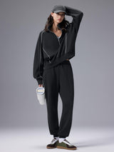 Relaxed Fit Half-Zip Mock Neck Sweatshirt