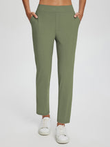 Sculpt high-waist tapered pants in olive green with side pockets. #color_Army Green
