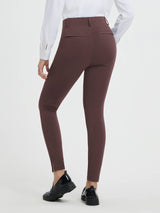 Women's business & yoga high-waisted tight pants, dark brown, 7/8 split hem. #color_Dark Brown