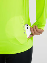 Baleaf UPF 50+ long sleeve cycling jersey with hidden phone pocket, neon yellow #color_Fluorescent Green