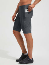 Baleaf 4D 10" padded charcoal bike shorts with side phone pocket #color_Dark Gray