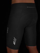 Baleaf black 10" bike shorts with 4D padding, zippered pocket, and reflective accents. #color_Dark Gray