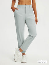 Baleaf 25'' women's straight leg golf pants in light blue, stretchy and wrinkle-free. #color_Light Gray