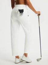 Baleaf white 25'' stretchy wrinkle-free straight leg golf pants with glove #color_White