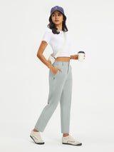 Baleaf women's light blue 25'' straight leg stretch pants, wrinkle-free for golf and casual wear. #color_Light Gray