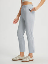 Baleaf women's light grey 25" golf pants with phone pocket & split hem. #color_Light Gray
