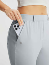 Baleaf women's 25'' light grey golf pants with deep side phone pocket #color_Light Gray