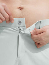 Baleaf light grey classic fit 7" golf shorts zipper and button detail, textured fabric. #color_Light Gray