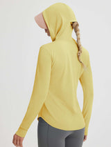 Yellow Baleaf UPF 50+ hooded lightweight sun jacket for sport leisure set. #color_Yellow
