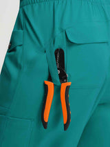 Baleaf 19" teal cargo capri pants: pliers in pocket #color_Teal Green