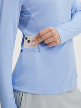 Light blue Baleaf lightweight UPF 50+ sun shirt with phone pocket & mesh ventilation. #color_Kentucky Blue