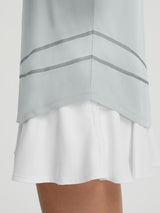 Baleaf UPF 50+ short-sleeve shirt hem with decorative stitching and white underskirt. #color_Light Gray