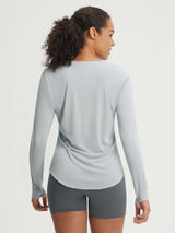 Baleaf light grey UPF 50+ long-sleeve shirt with thumbholes & curved hem #color_Light Gray