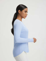 Baleaf UPF 50+ icy cool light blue long-sleeve athletic shirt for women. #color_Kentucky Blue