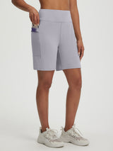 Baleaf light grey 7" high-rise running shorts with phone and secure zip pocket. #color_Light Gray