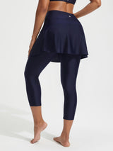 Navy blue Baleaf UPF 50+ high-rise skirted swim pant, 20" capri style #color_Navy