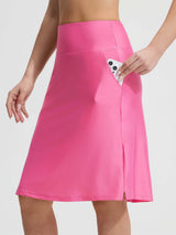 Baleaf pink UPF 50+ high-rise swim skirt with slant pockets. #color_Hot Pink