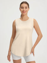 Baleaf women's UPF 50+ lightweight cream sleeveless tank top #color_Khaki